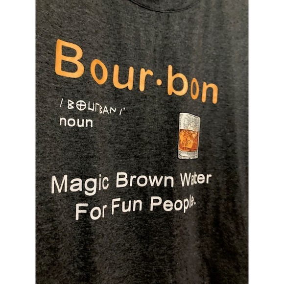 BOURBON Shirt - Magic Brown Water For Fun People - Gray Tee - XXL - Picture 4 of 6